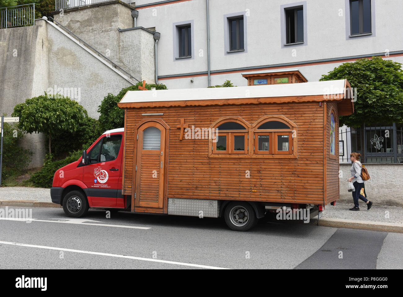 Heils Armee oder Heilsarmee mobile Kirche in Meißen, Sachsen, Deutschland, Europa sterben Stockfoto