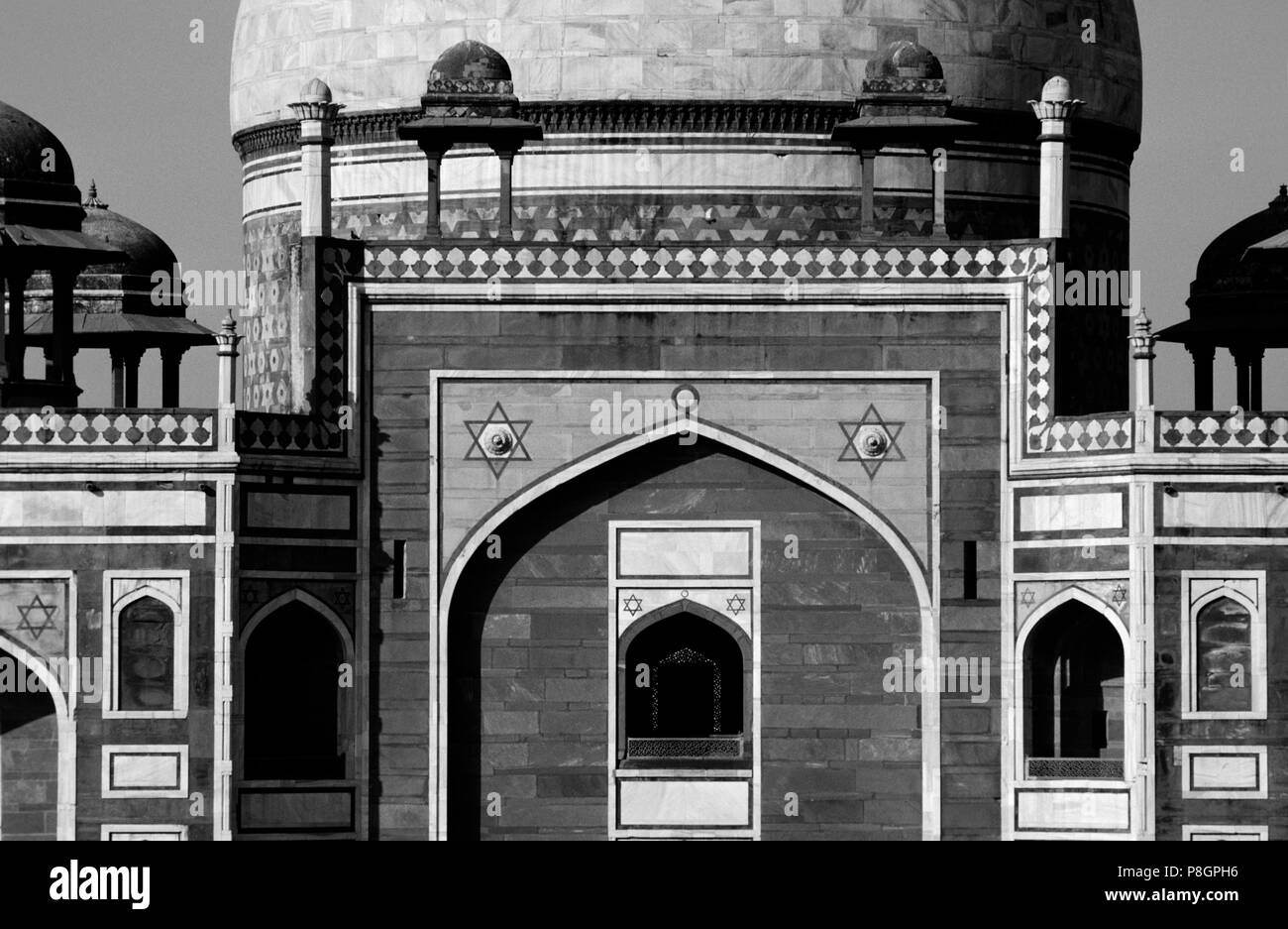 Detail der Eingang zum Moghul entworfen, Humayun's Grabmal, Delhi, Indien Stockfoto
