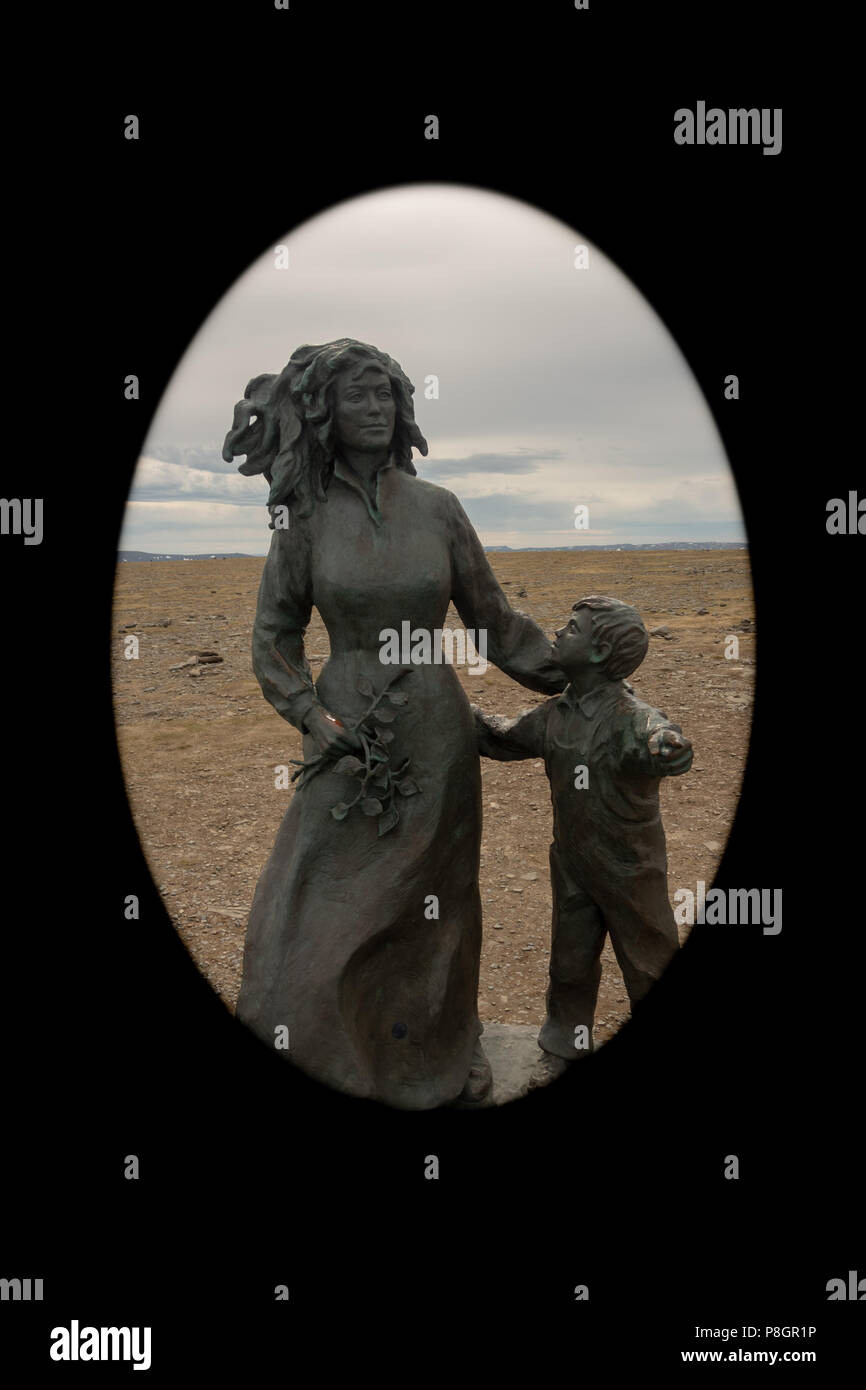 Mutter und Kind Statue in Nordkap, Norwegen. Stockfoto