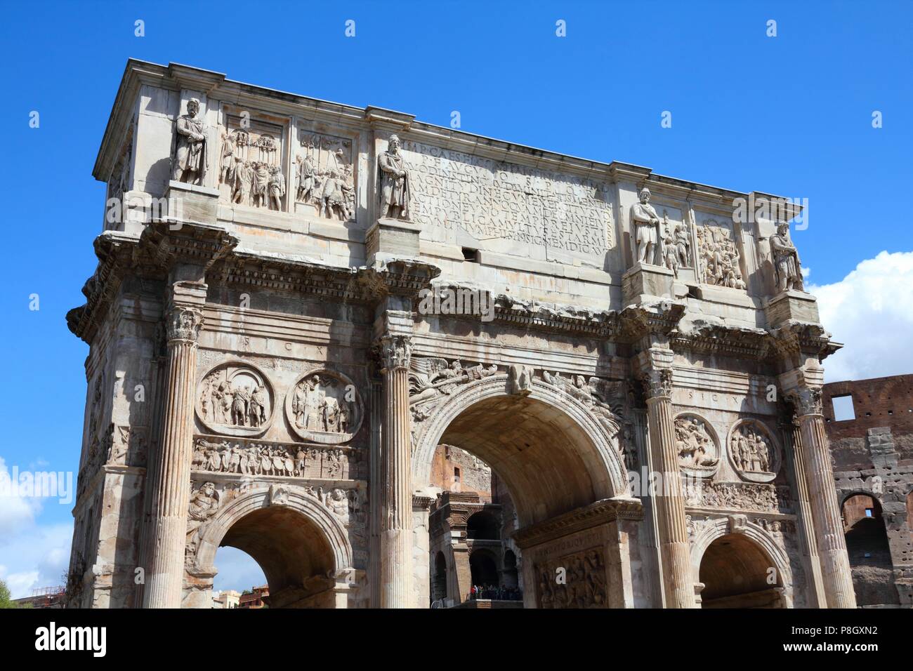 Italien - Rom. Berühmten Triumphbogen - Triumphbogen des Konstantin auf Palatin. Stockfoto