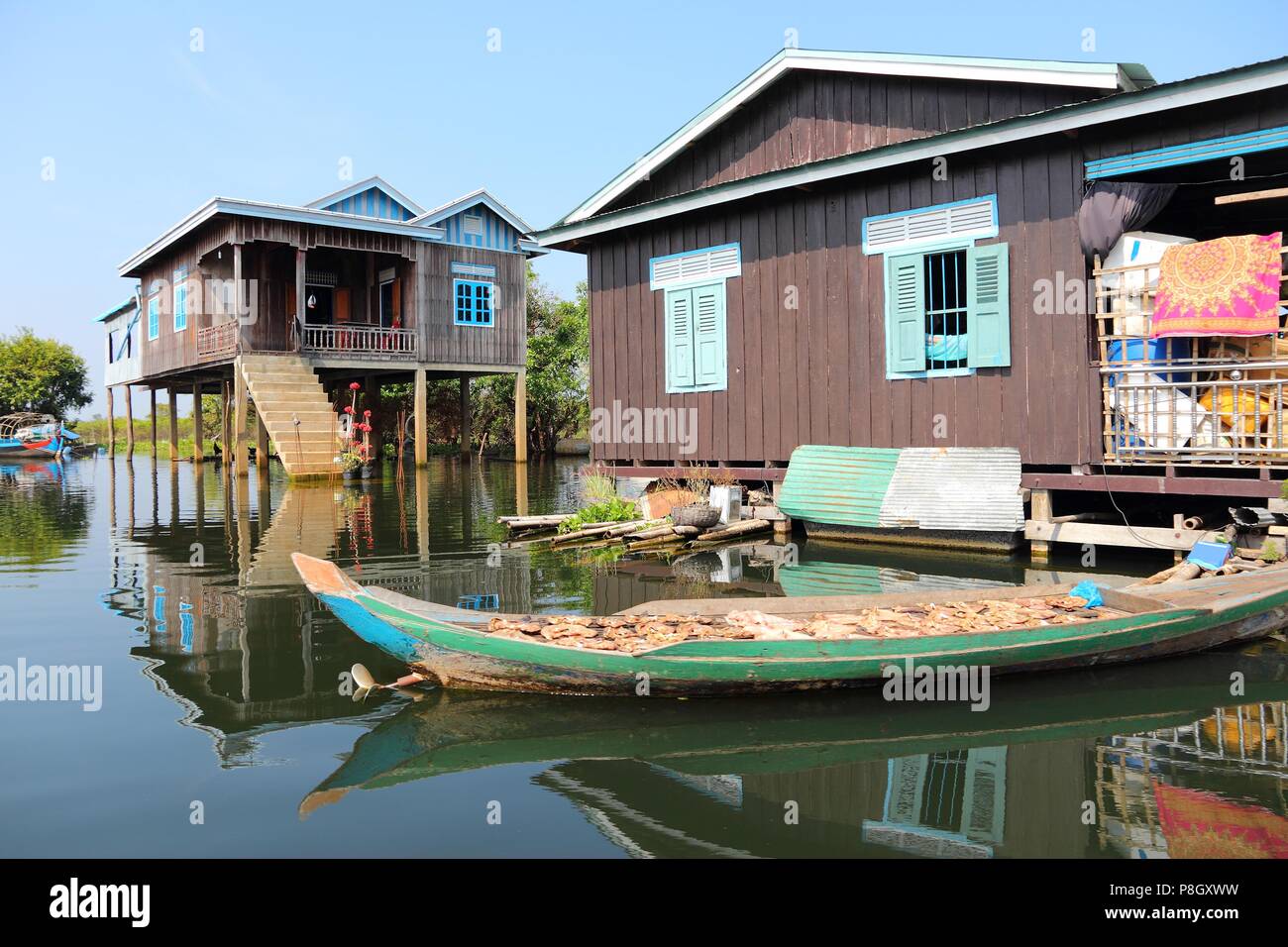 Kambodscha - Prek Toal schwimmenden Dorf am Tonle Sap See. Exotische Südostasien. Stockfoto