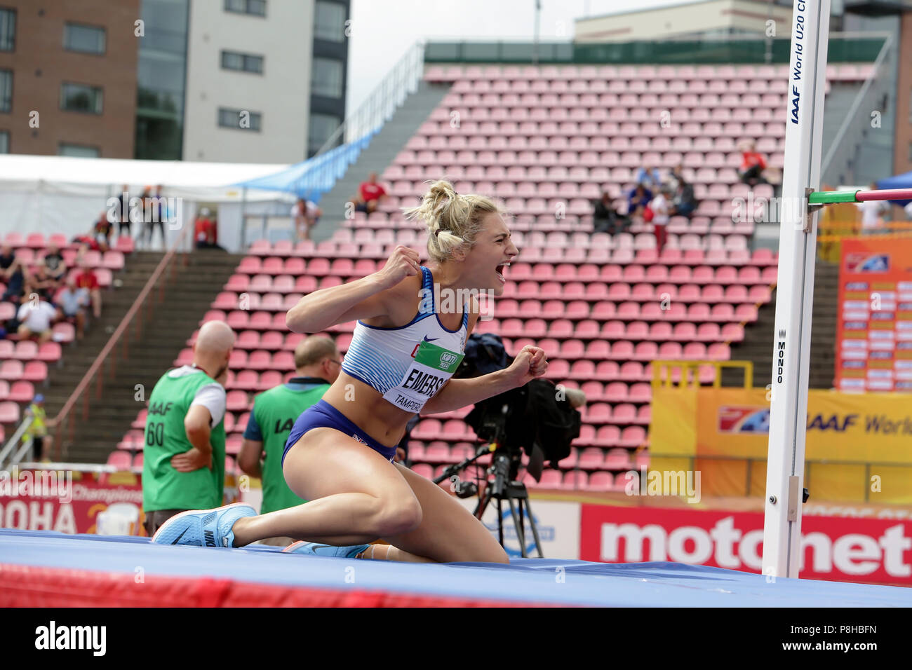 Tampere, Finnland. 12. Juli 2018. NIAMH EMERSON (GBR), Englisch Leichtathletik Leichtathlet Leeds im Siebenkampf in der IAAF World U20 Meisterschaft Tampere, Finnland 12. Juli, 2018. Credit: Denys Kuvaiev/Alamy leben Nachrichten Stockfoto