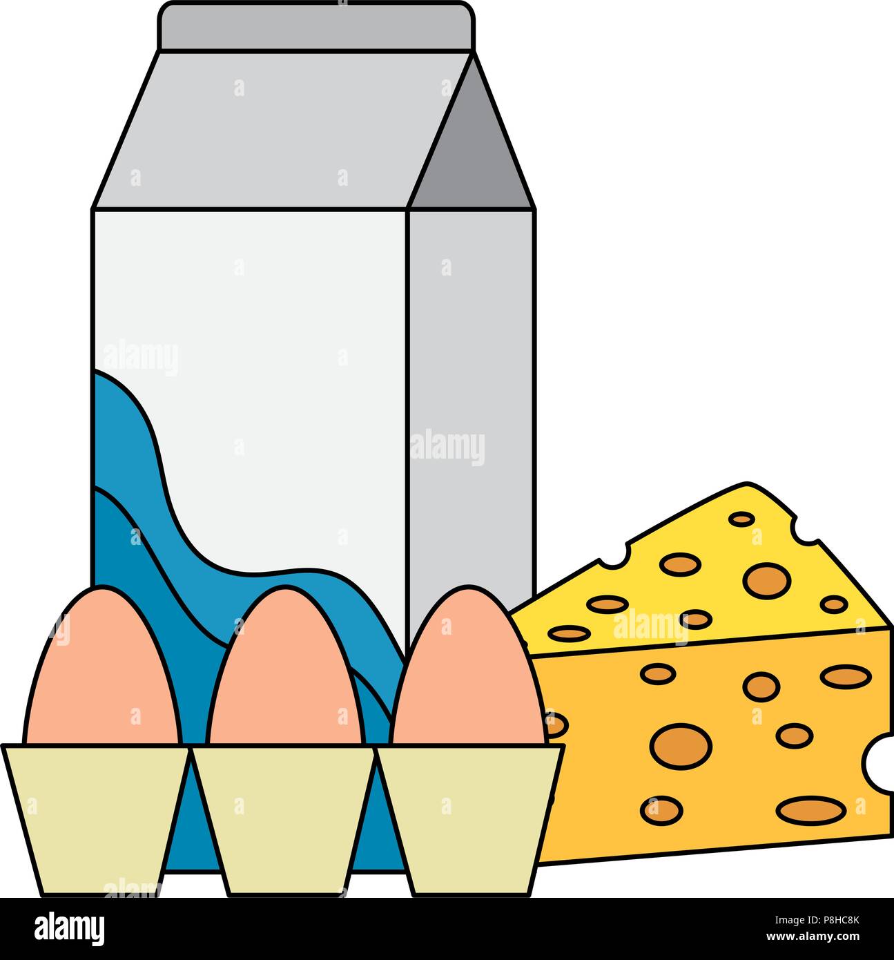 Milch, Käse und Eier Stock Vektor