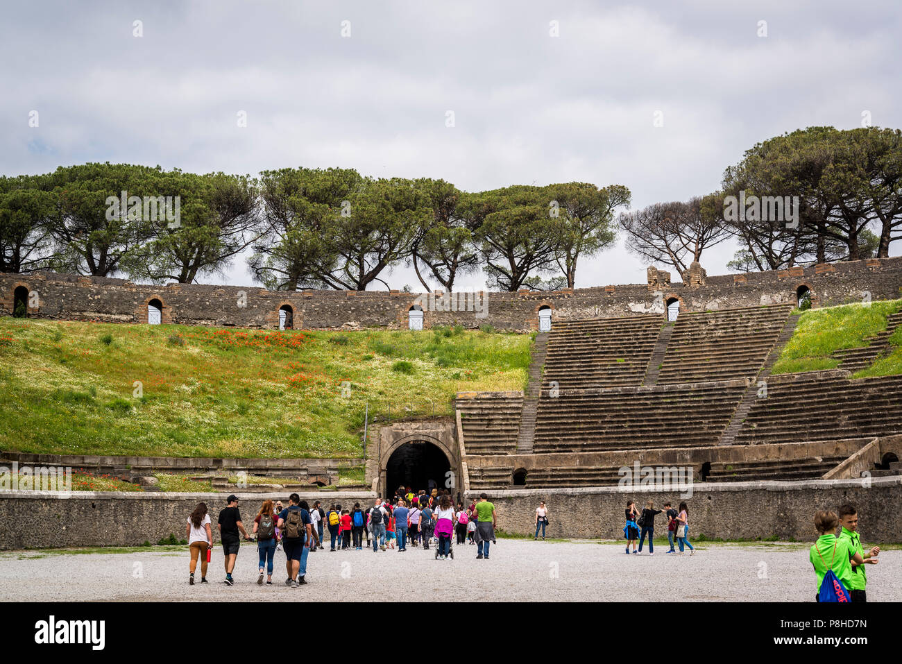 Pompeji, archäologische Stätte in der Nähe von Neapel, Amphitheater, Italien Stockfoto