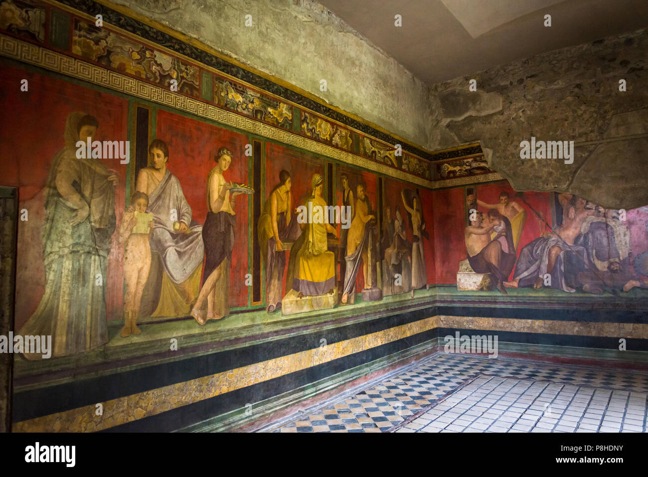 Pompeji, archäologische Stätte in der Nähe von Neapel, Villa dei Misteri, der Villa der Mysterien, Italien Stockfoto