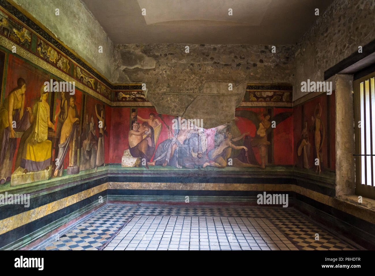 Pompeji, archäologische Stätte in der Nähe von Neapel, Villa dei Misteri, der Villa der Mysterien, Italien Stockfoto