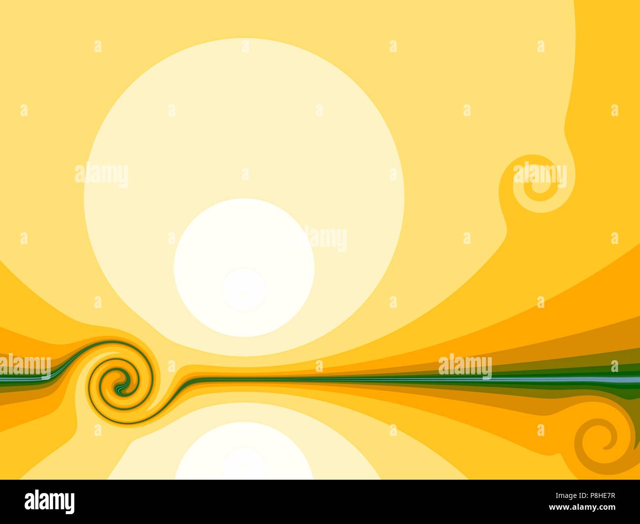Gelber Hintergrund mit stilisierten Sonne Stockfoto