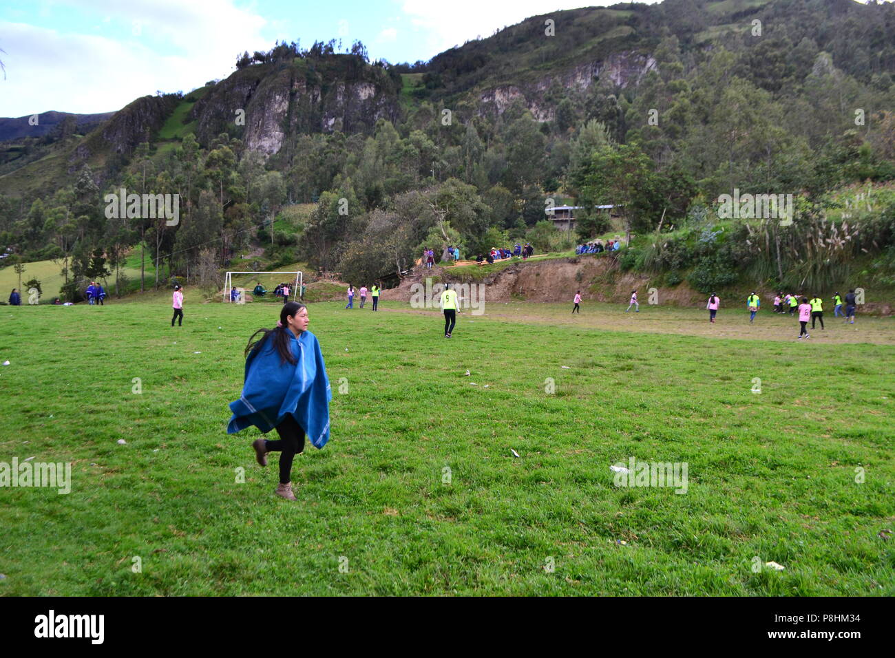 Fußball-Spiel - Fiestas de San Antonio de Padua in SAN ANTONIO Las Huaringas' - HUANCABAMBA.. Abteilung von Piura. PERU Stockfoto