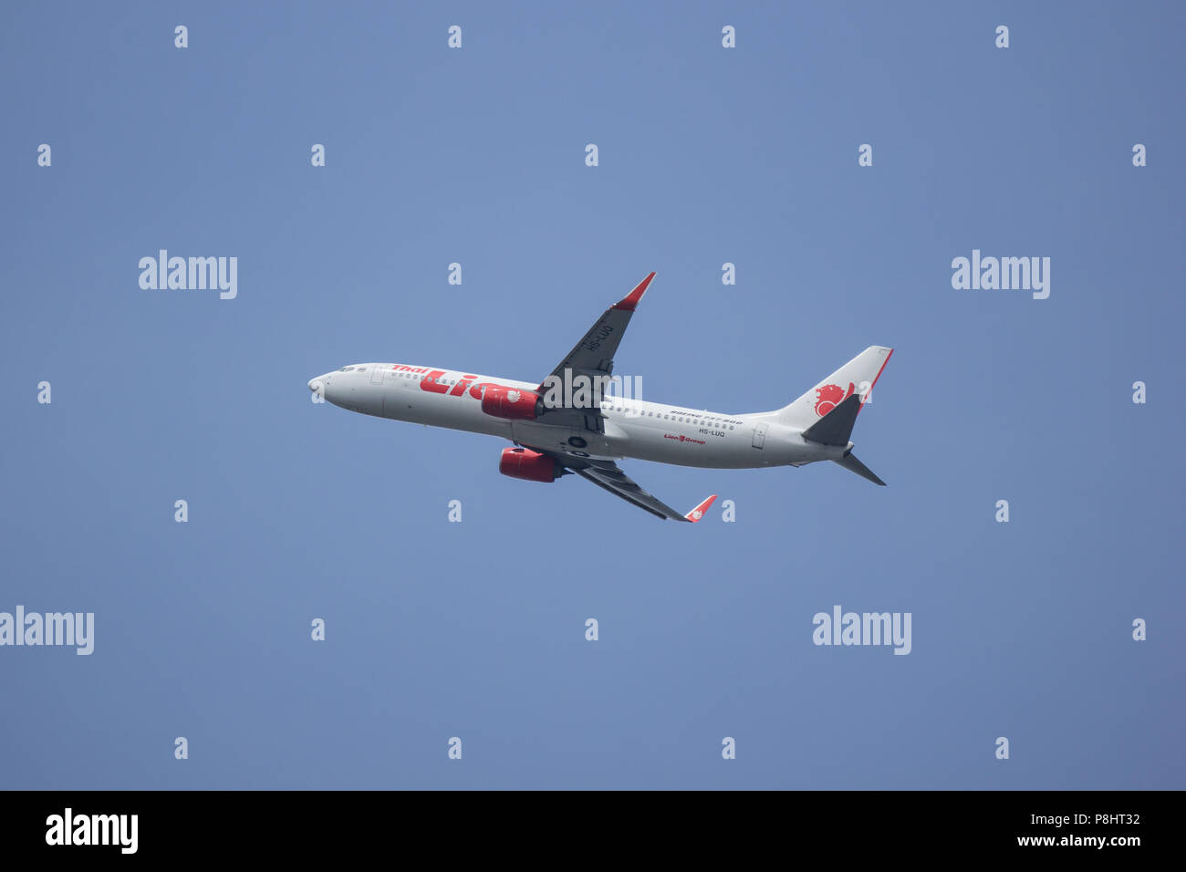 Chiangmai, Thailand - 10. Juli 2018: HS-LUQ Boeing 737-800 der Thai Lion Air Airline. Von Chiangmai Flughafen in Bangkok. Stockfoto