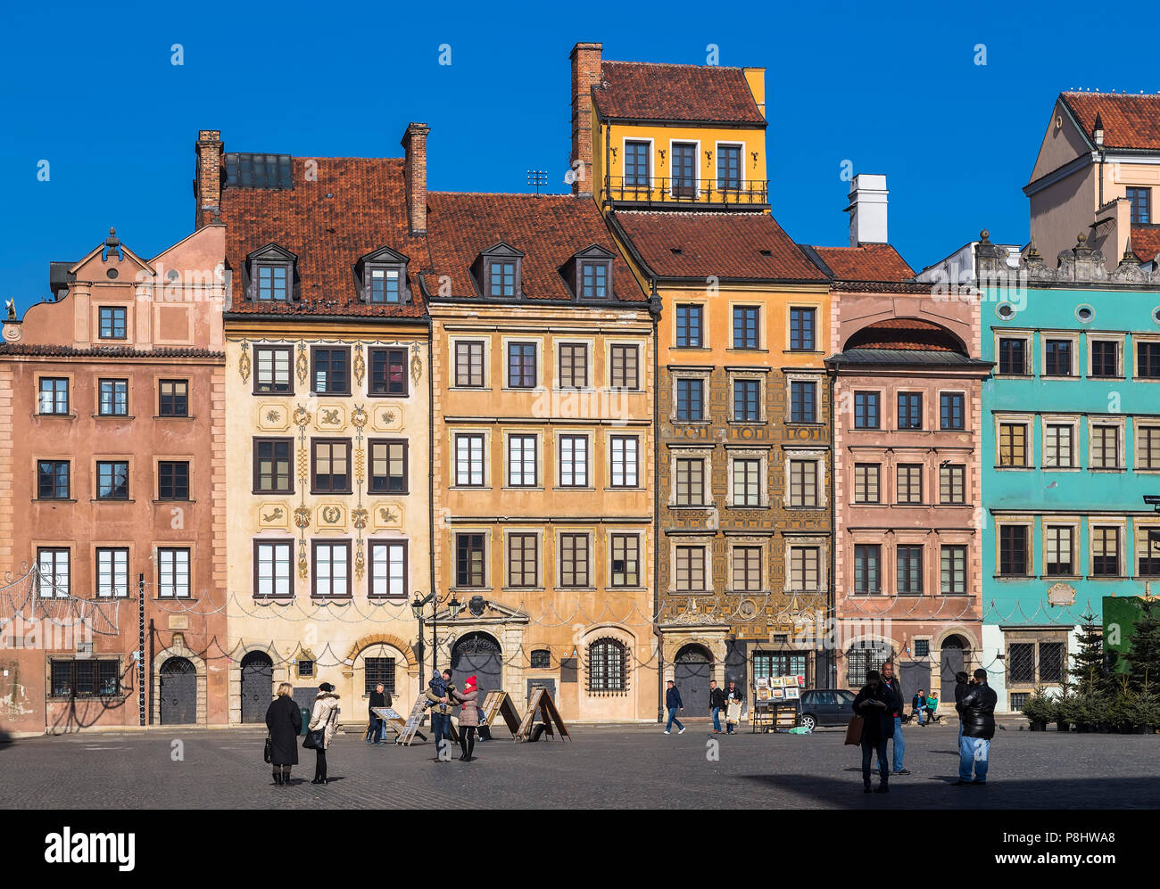 Warschau, POLEN - MÄRZ 09, 2014: Old Town Square - die Zentrale und ältesten Teil der Altstadt von Warschau. Polen Stockfoto