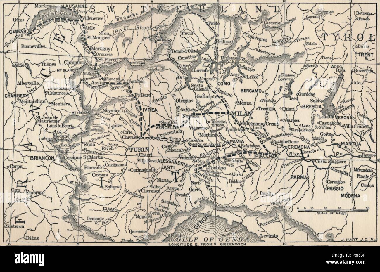 'Map der Marengo Campaign", 1800, (1896). Artist: Unbekannt. Stockfoto