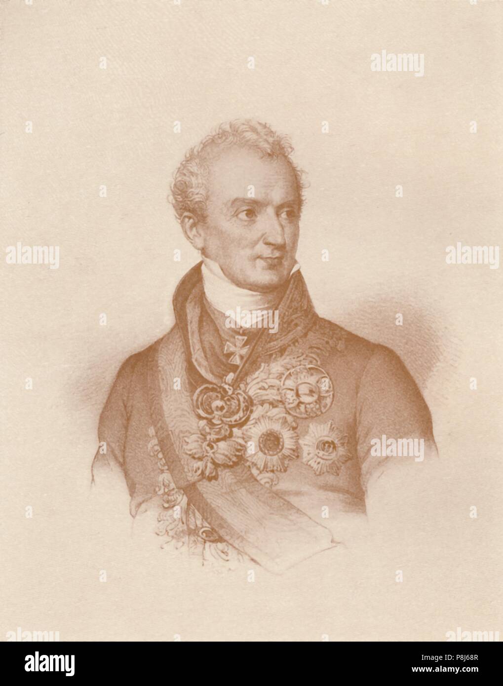 "Fürst Clemens Wenzel Nepomuk Lothar von Metternich-Winneburg', c 1830 (1896). Artist: Maurin. Stockfoto