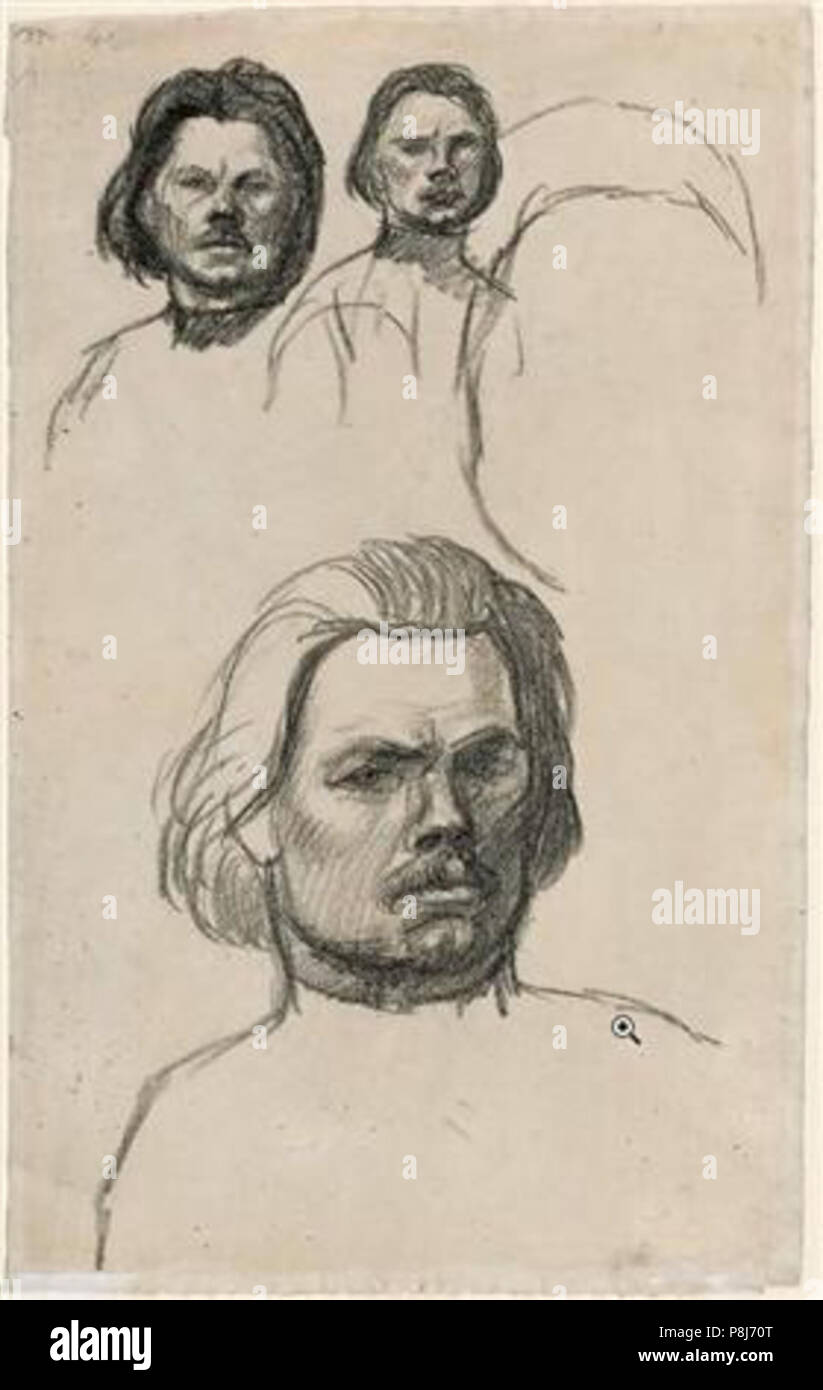 . 537 Steinlen - Studium - von - Porträt - von - Maxim - gorki Stockfoto . 537 Steinlen - Studium - von - Porträt - von - Maxim - gorki Stockfoto