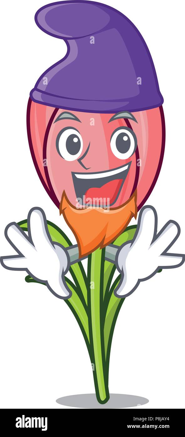 Elf Crocus Blume Charakter Cartoon Stock Vektor