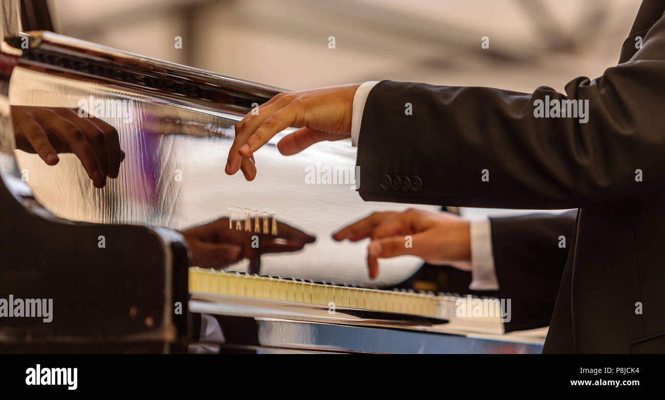Hände auf der Tastatur Stockfoto