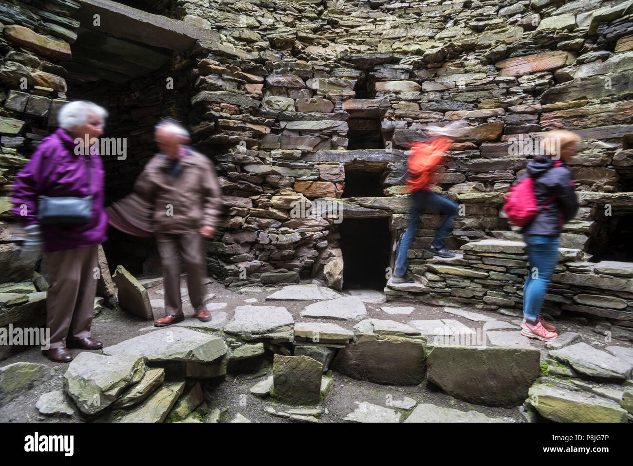 Innenraum der Mousa Broch, höchste Eisenzeit broch und eine der am besten erhaltenen prähistorischen Bauten, Shetlandinseln, Schottland, Großbritannien Stockfoto