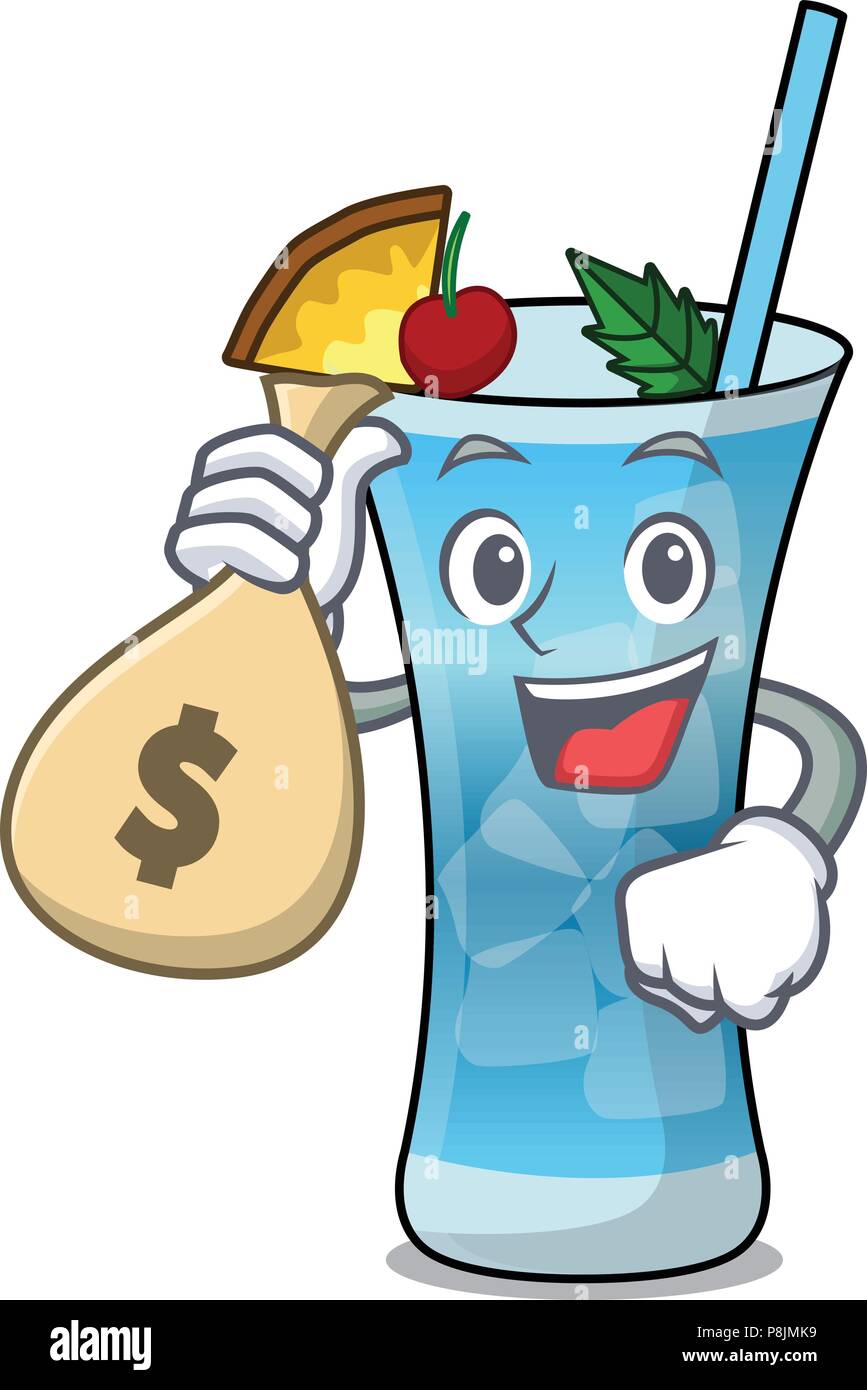 Mit Geld beutel Blue Hawaii Charakter Cartoon Stock Vektor