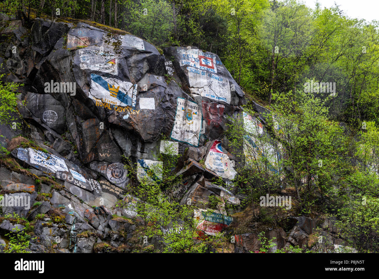 Schiff Signatur Wall, Skagway, Alaska, United States, USA, Dienstag, 22. Mai 2018. Stockfoto