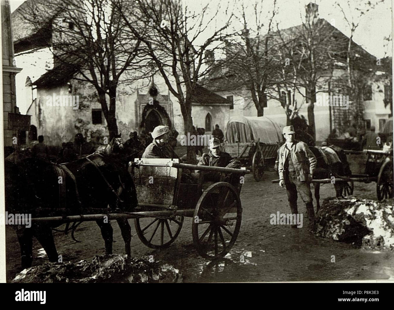560 Transport Verwundeter in Zweiräderigen BildID Gebirgskarren in Mauthen (15463583) Stockfoto
