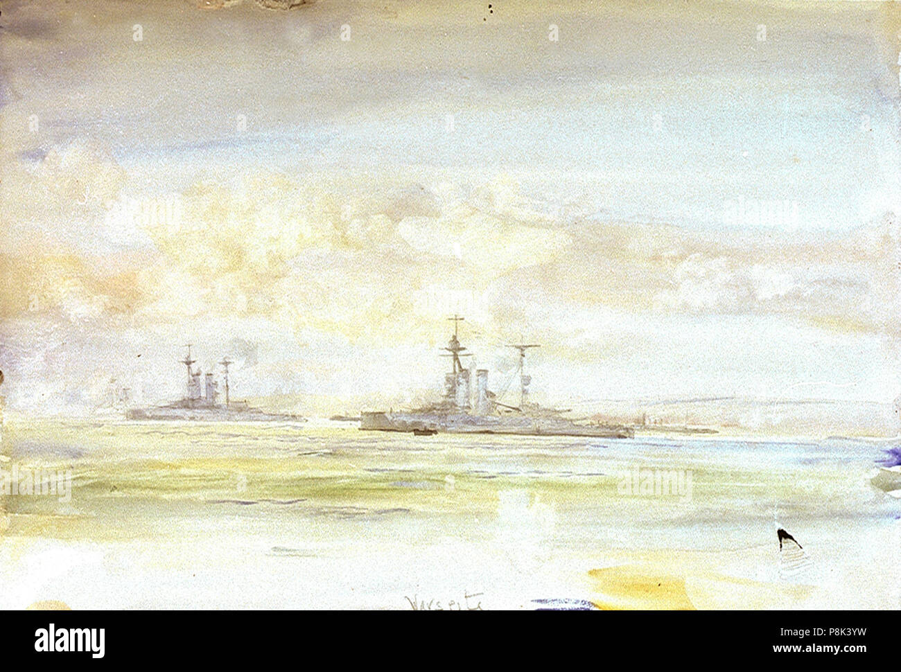 . 563 Zwei "Queen Elizabeth"-Klasse Schlachtschiffe, einer als "warspite" RMG-PV 0077 identifiziert Stockfoto