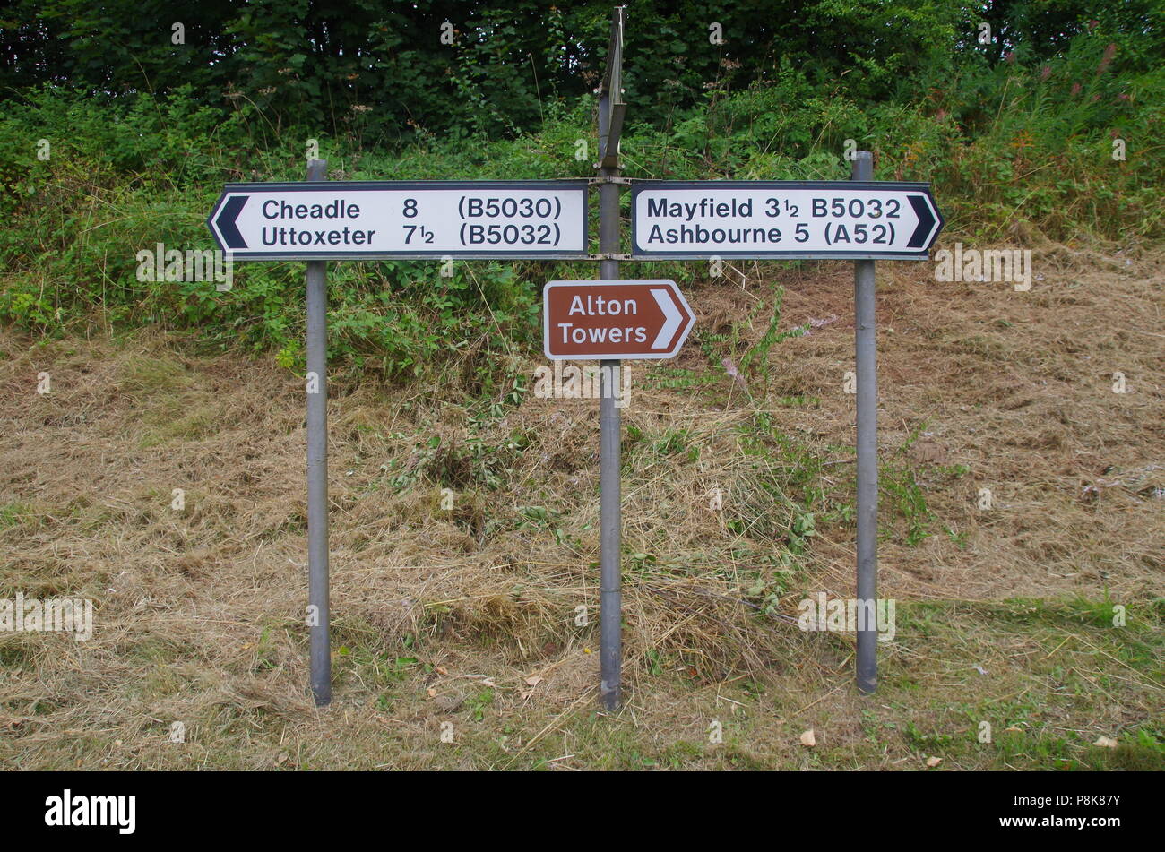 Alton Towers unterzeichnen. John O'Groats (Duncansby head) zu den Ländern Ende Ende Trail zu beenden. England. Großbritannien Stockfoto