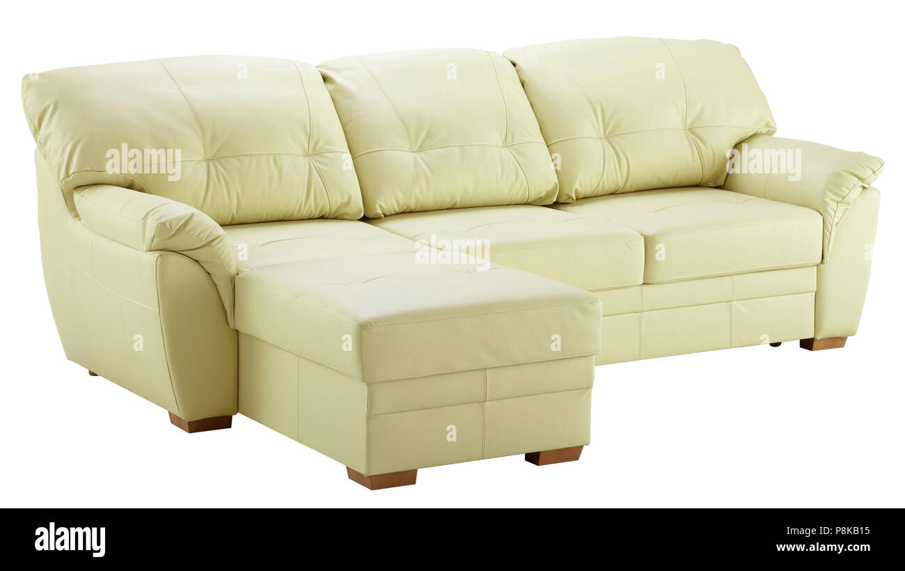 Leder Sofa auf weißem Hintergrund. Beschneidungspfad gehören. Stockfoto