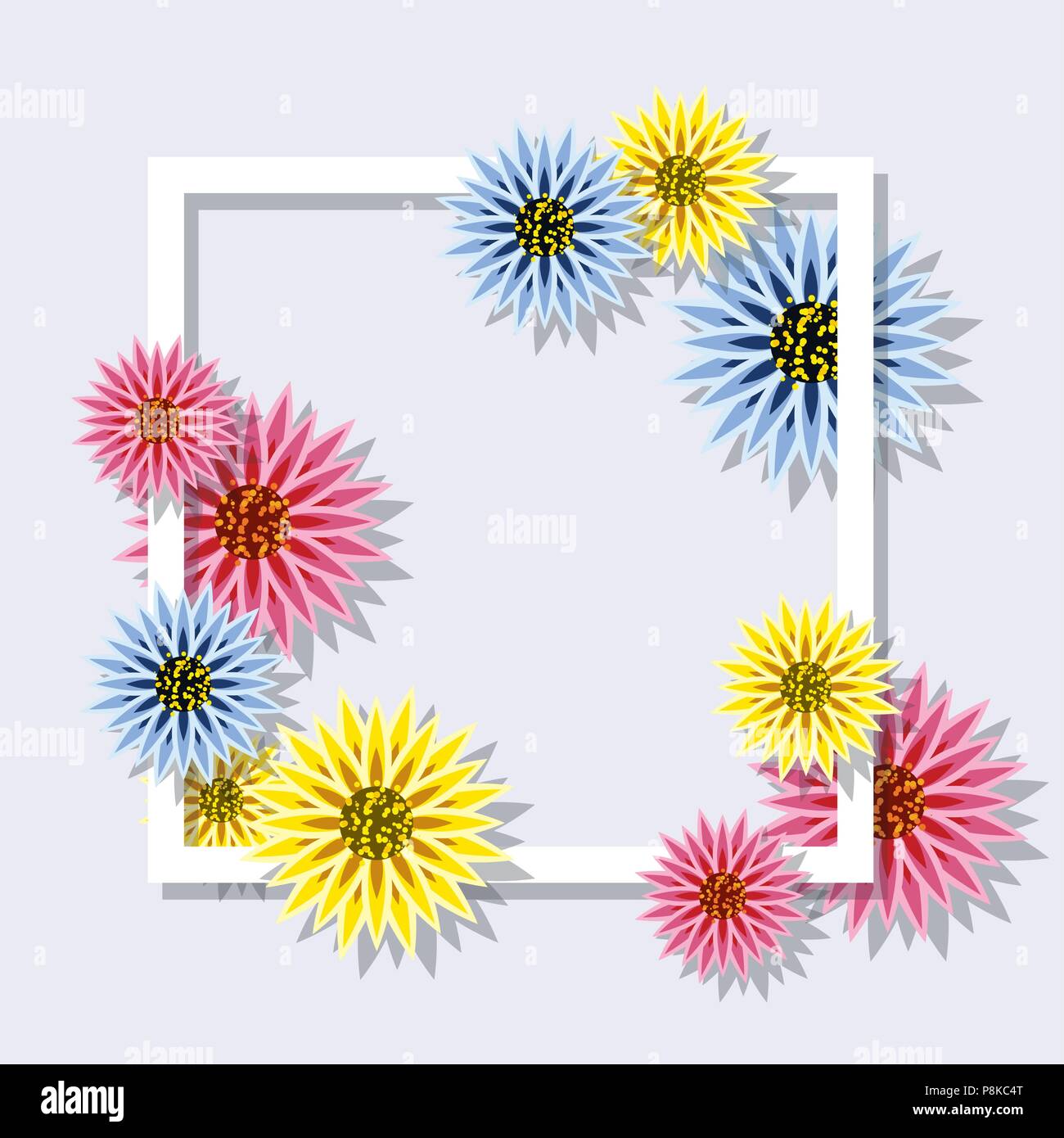 Vektor Bunte Fruhlingsblumen Mit Quadratischen Rahmen Blumen Blume Hintergrund Card Design Eps 10 Abbildung Stock Vektorgrafik Alamy