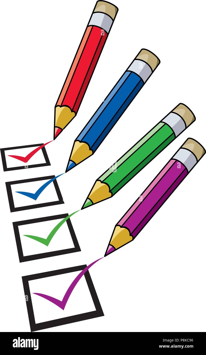 Vektor-Bleistifte und Checkliste Stock Vektor