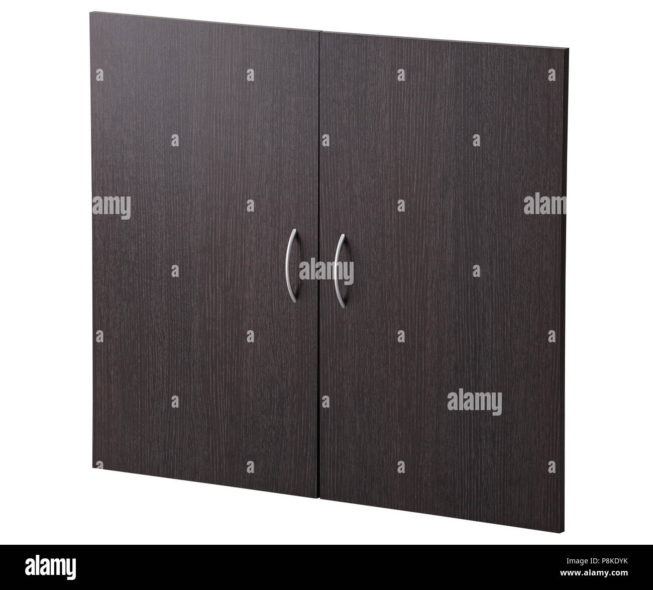 Schranktür auf weißem Hintergrund. Beschneidungspfad gehören Stockfoto