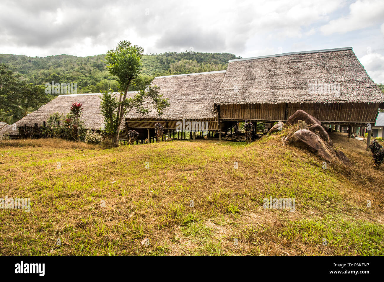 Traditionelle rungus Langhaus Kampung bavanggazo Sabah Malaysia Insel Borneo Stockfoto