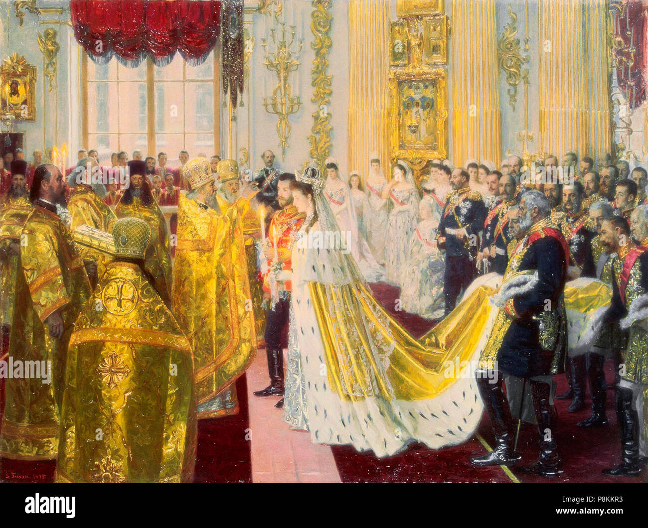 . 580 Hochzeit von Nikolaus II. und Alexandra Fjodorowna von Laurits Tuxen (1895, Hermitage) Stockfoto