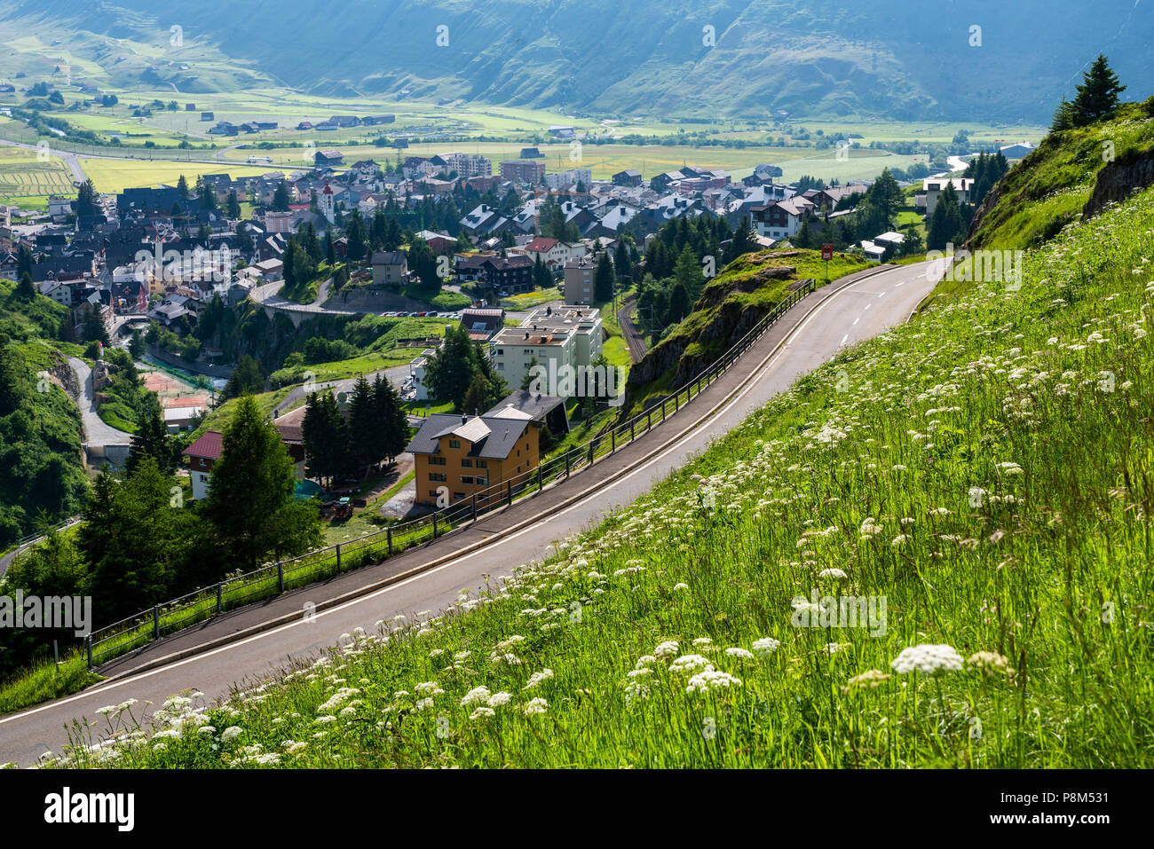 Andermatt, Mountain Pass Road, Oberalppass, Kanton Uri, Schweiz Stockfoto