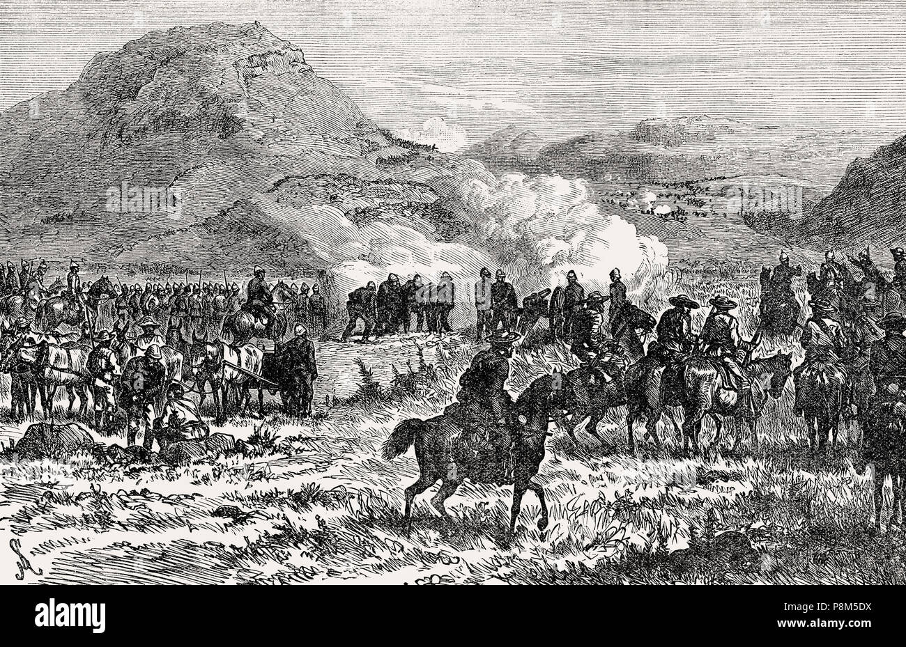 Nach der Schlacht von Laing's Nek am 28. Januar 1881, Erster Burenkrieg vom Britischen Schlachten auf Land und Meer, von James Grant Stockfoto