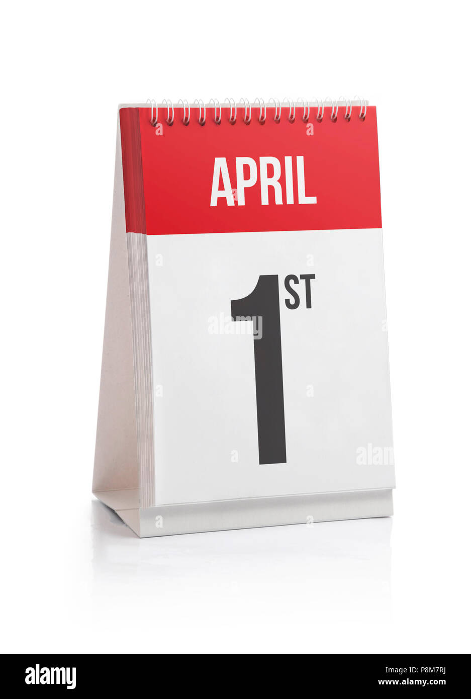 April Monat Tage Kalender, ersten Tag isoliert auf weißem Stockfoto