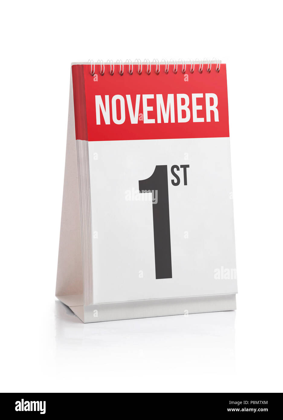 November Monat Tage Kalender, ersten Tag isoliert auf weißem Stockfoto