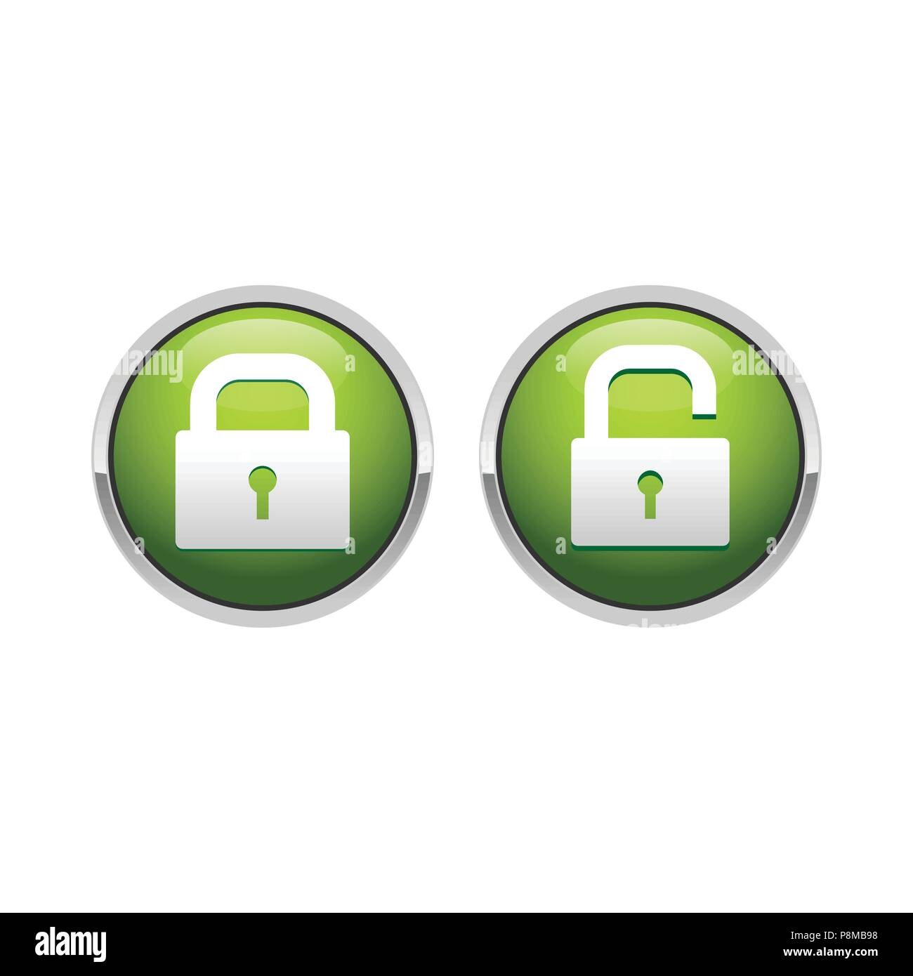 3D-Vorhängeschloss Sicherheit Grüne Taste Vektor Symbol Grafik Logo Design Stock Vektor