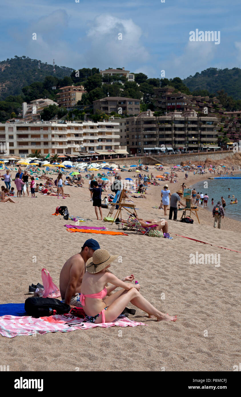 Tossa de Mar Platja Gran, Katalonien, Costa Brava, Spanien, Europa Stockfoto