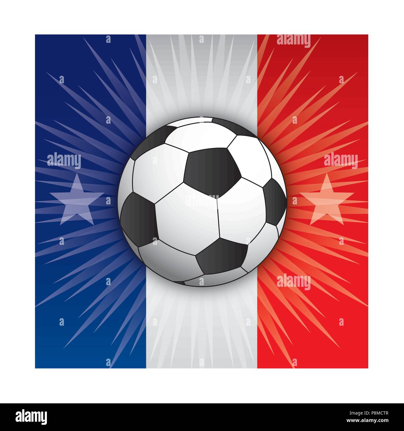Flagge Frankreich mit Fußball Symbole Russland 2018 Stock Vektor