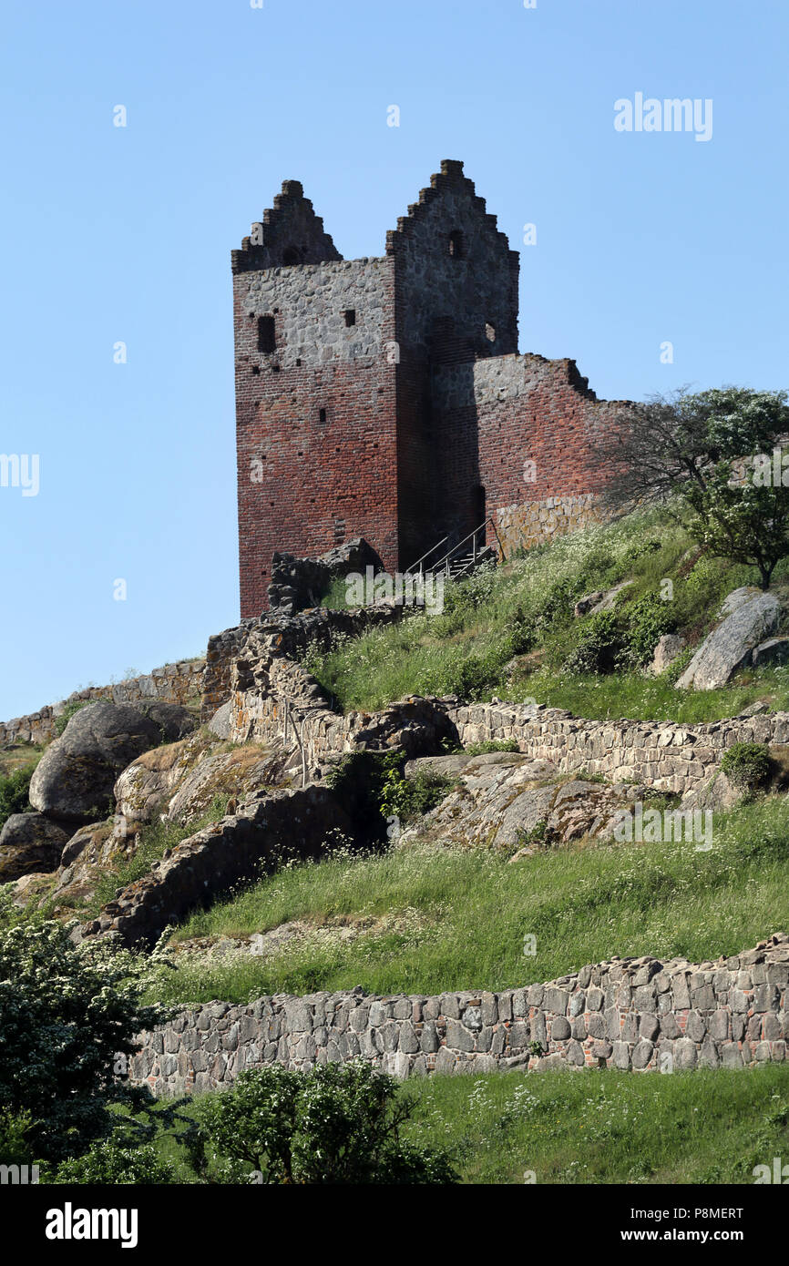 Die Pflaume Tower, Blommetårnet, Hammershus Stockfoto