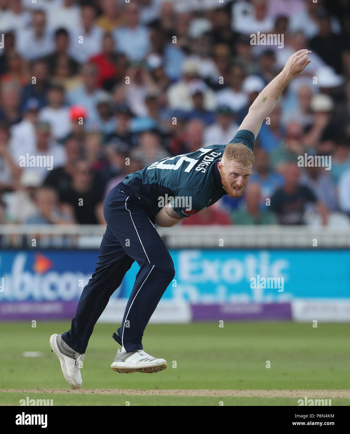 Der englische Ben Stokes während des One Day International Series Spiels in Trent Bridge, Nottingham. DRÜCKEN SIE VERBANDSFOTO. Bilddatum: Donnerstag, 12. Juli. Siehe PA Geschichte CRICKET England. Bildnachweis sollte lauten: David Davies/PA Wire. Stockfoto