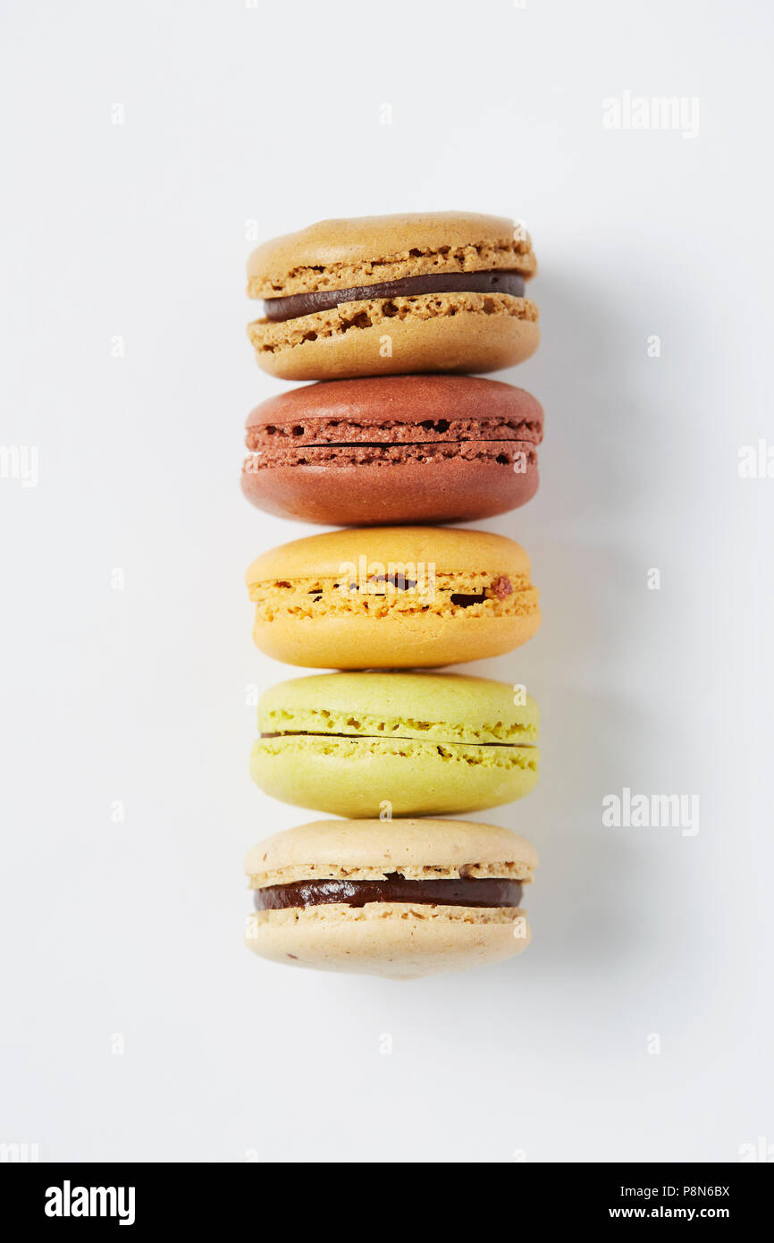 Reihe der Macarons Stockfoto