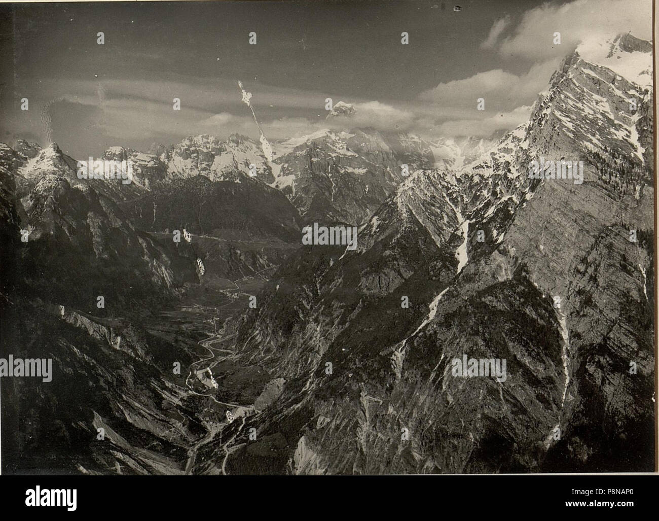 . 63 Blick von der Abendstein bin Rombon gegen Norden nach Ober-, Mittel-und Unterbrett, im Hintergrunde der Mangart. (BildID) 15470349 Stockfoto