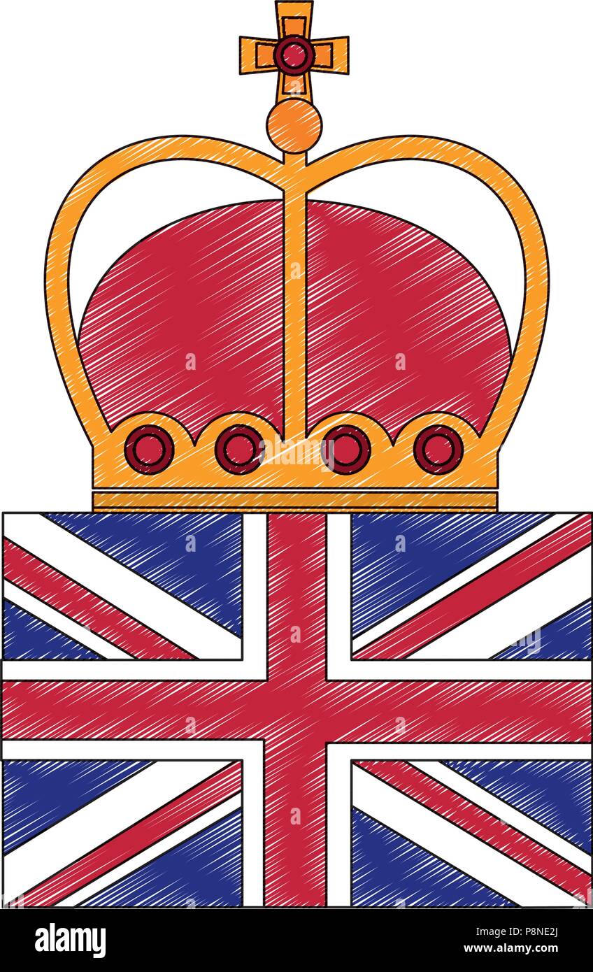 Flagge Großbritannien mit König Krone Symbol Vektor illustration Design Stock Vektor