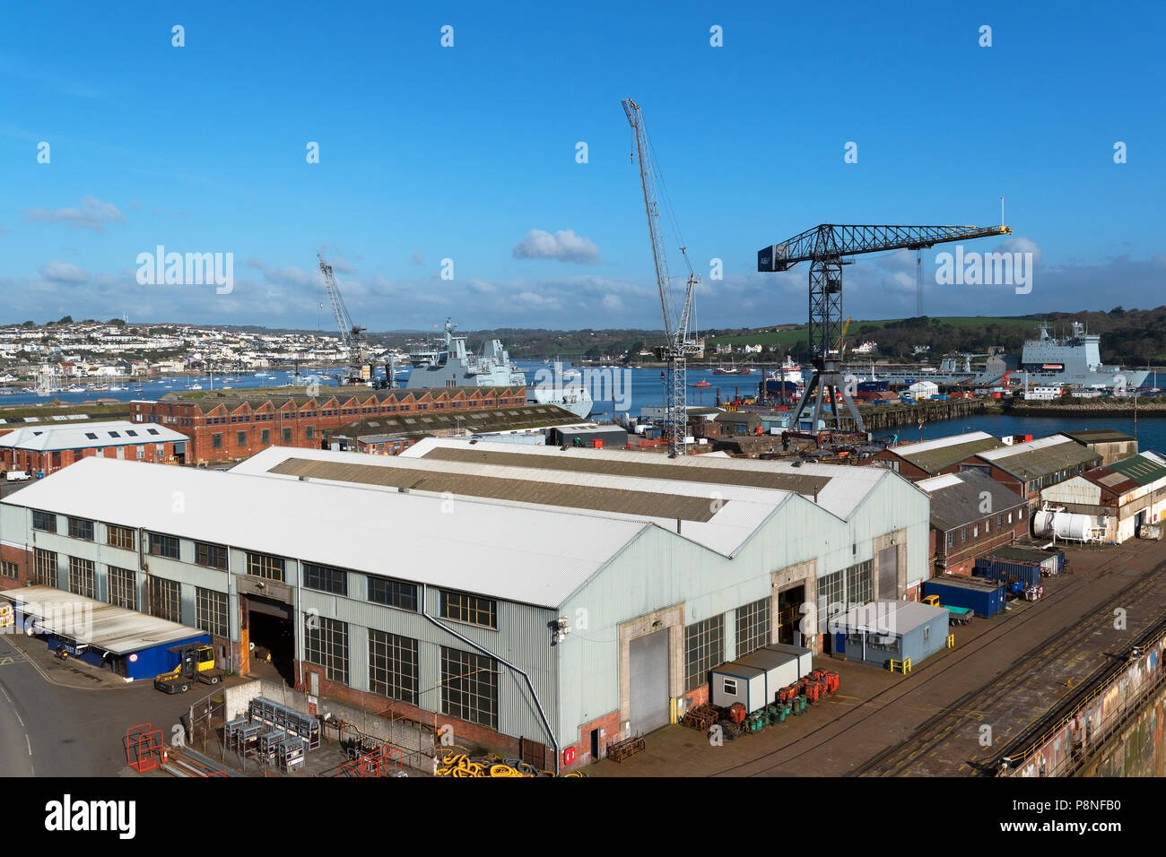 Pendennis werft Docks in Falmouth, Cornwall, England, Großbritannien, Großbritannien. Stockfoto