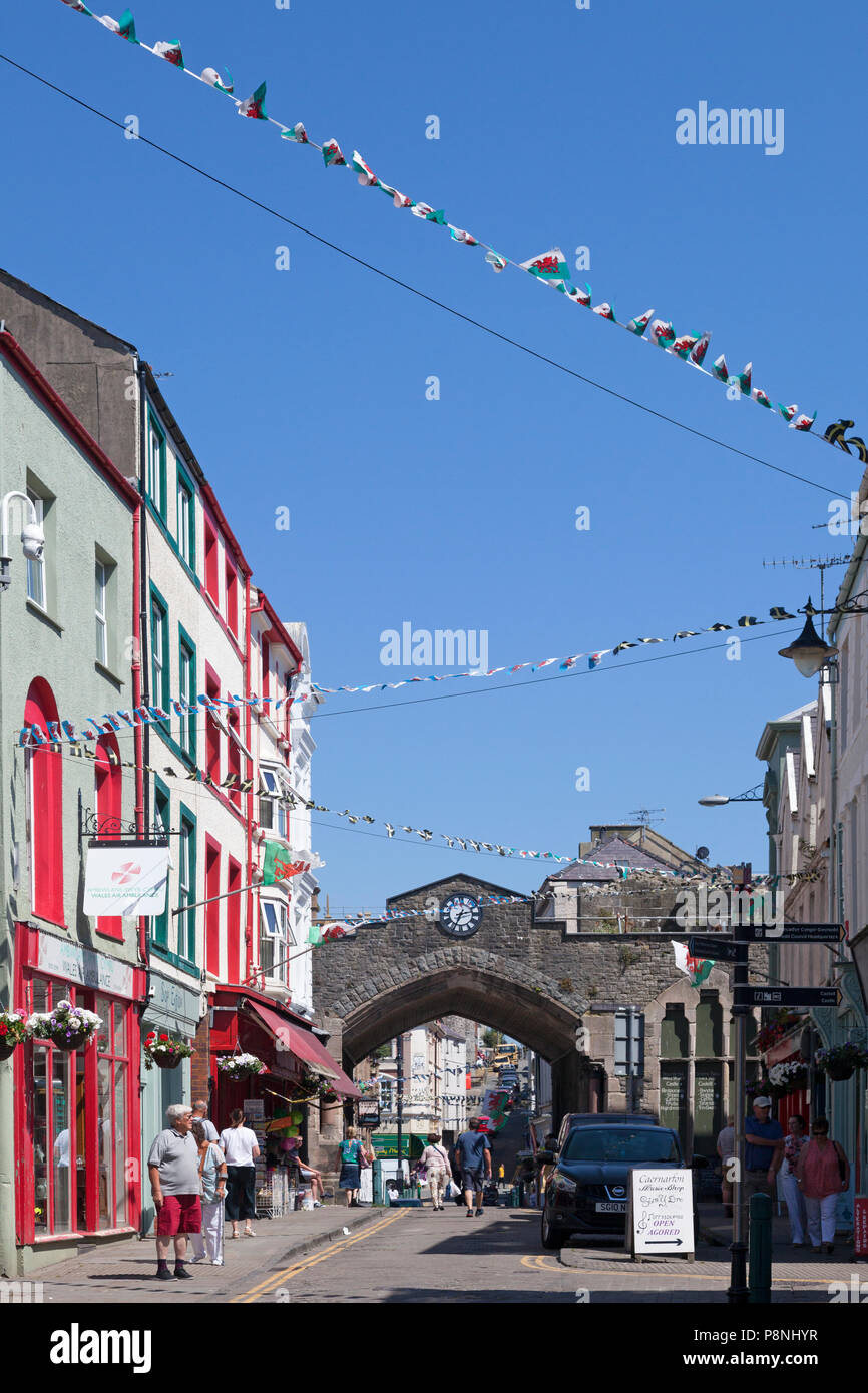High Street in Eastgate, Caernarfon, Gwynedd, Wales Stockfoto