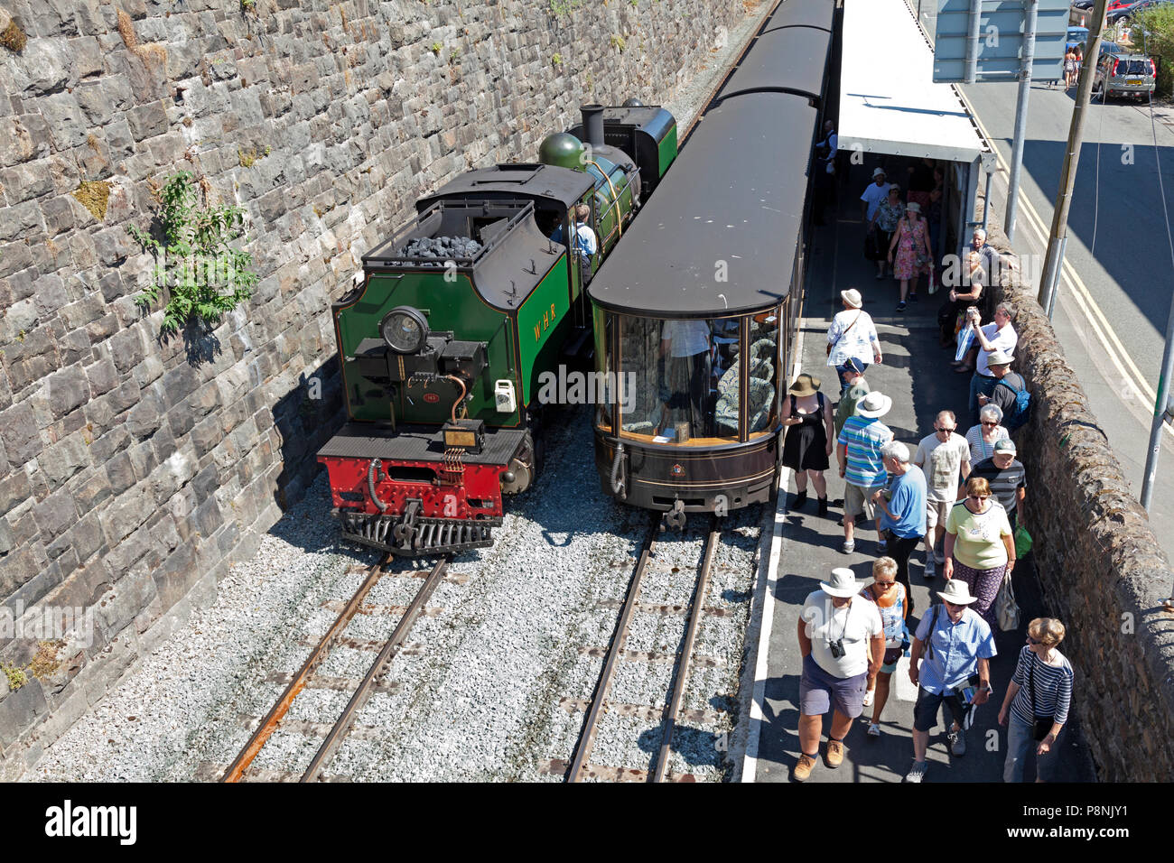 Endstation der Welsh Highland Railway, Caernarfon, Gwynedd, Wales Stockfoto