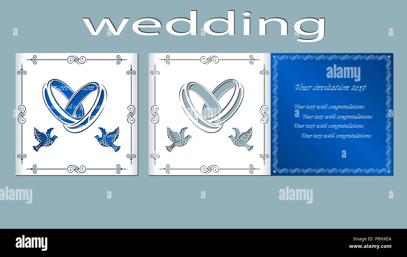 Beschriftung - Hochzeit. Ringe, Vektor, Abbildung, Laser Cut, Tauben,  Vögel, Ring, Karte Stock-Vektorgrafik - Alamy