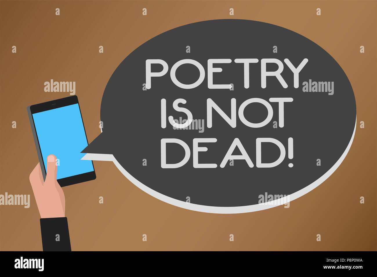 Wort schreiben Text Poesie ist nicht tot. Business Konzept für ästhetische und rhythmisches Schreiben ist noch lebendig und moderne Mobile Sms messenger Smar Stockfoto Wort schreiben Text Poesie ist nicht tot. Business Konzept für ästhetische und rhythmisches Schreiben ist noch lebendig und moderne Mobile Sms messenger Smar Stockfoto