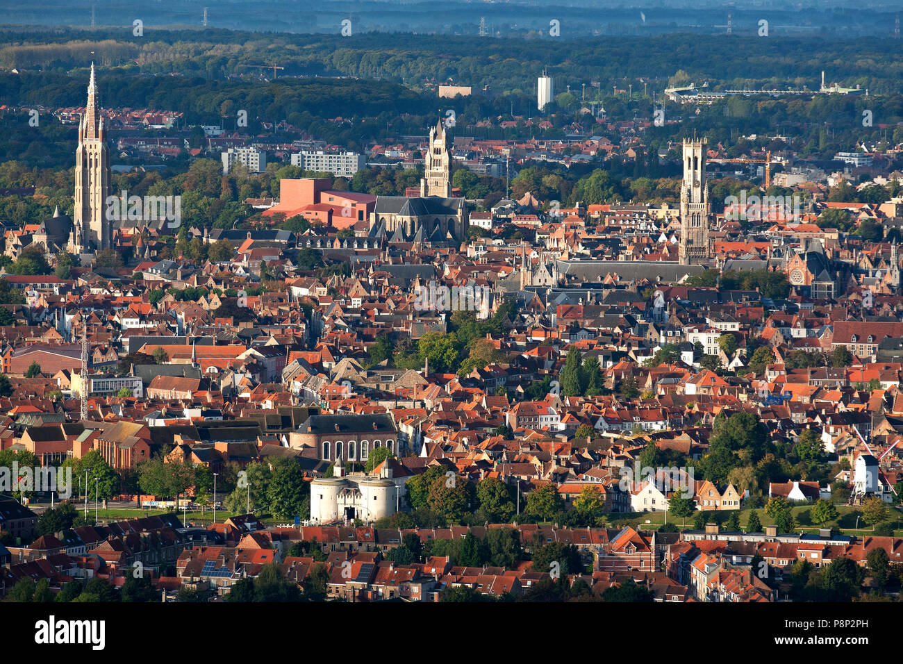 Luftbild der Stadt Brügge, Belgien. Stockfoto