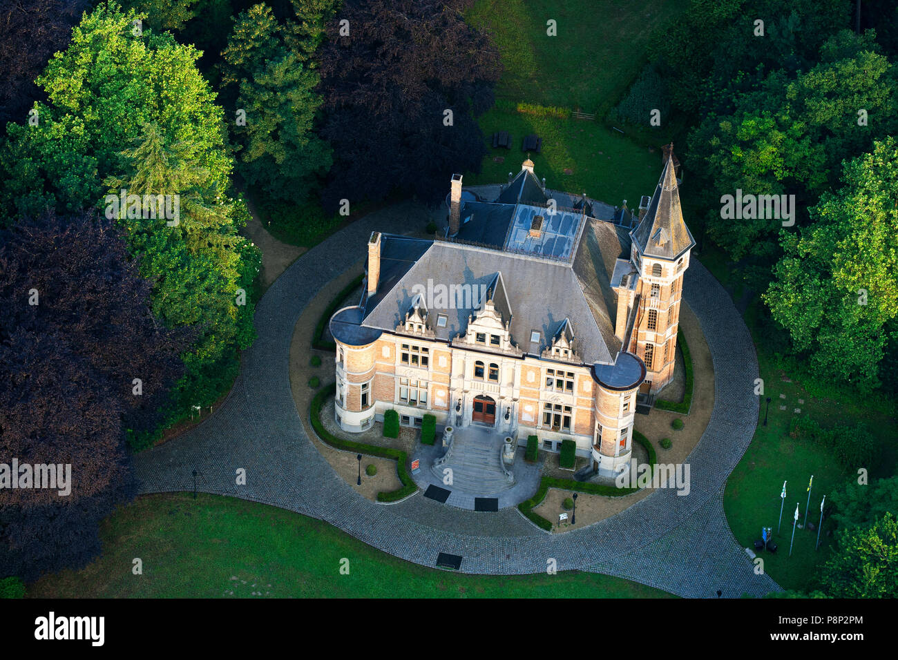 Luftbild des Schlosses Blankaart Stockfoto